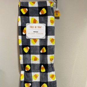 Trick or Treat Candy Corn Halloween Throw Blanket